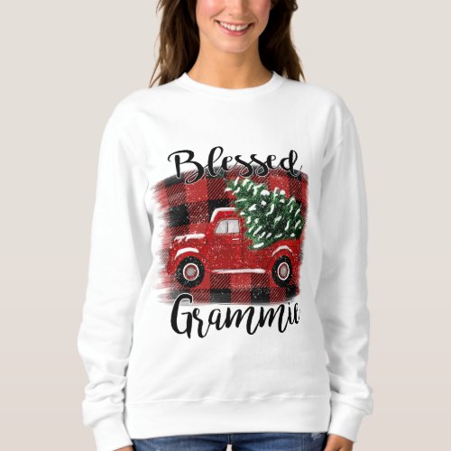 Blessed Grammie Red Truck Vintage Christmas Tree Sweatshirt