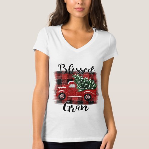 Blessed Gran Red Truck Vintage Christmas Tree T_Shirt