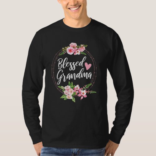 Blessed Grandma Floral Grandparent T_Shirt