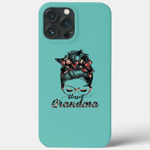 Blessed Grandma Messy Bun Women Happy Easter iPhone 13 Pro Max Case