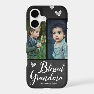 Blessed Grandma Two Photo Chalkboard iPhone 17 Case