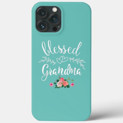 Blessed Grandma With Floral Heart Mothers Day iPhone 13 Pro Max Case