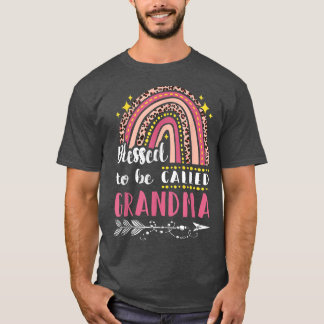 Blessed GrandmaPink Rainbow Leopard Mom Mothers Da T-Shirt