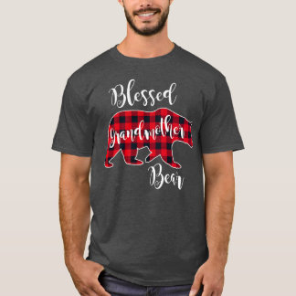 Blessed Grandmother Bear Red Buffalo Check Plaid F T-Shirt