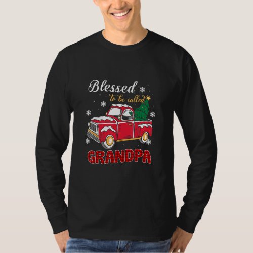 Blessed Grandpa Plaid Red Truck Tree Lights Christ T_Shirt