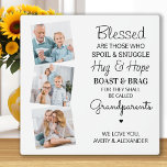 Blessed Grandparents Grandchildren Photo Collage Plaque<br><div class="desc">Celebrate your grandparents with a custom photo collage plaque. This unique grandparents quote plaque is the perfect gift whether its a birthday, Grandparents day or Christmas. We hope your special keepsake grandparent gift will become a treasured keepsake for years to come. . Quote " Blessed are those who Spoil &...</div>