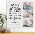 Blessed Grandparents Modern Personalized 3 Photo Faux Canvas Print<br><div class="desc">Celebrate your grandparents with a custom photo collage canvas print. This unique quote grandparents wall print is the perfect gift whether its a birthday, Grandparents day or Christmas. We hope your special keepsake photo grandparents gift will become a treasured keepsake for years to come. . Quote " Blessed are those...</div>