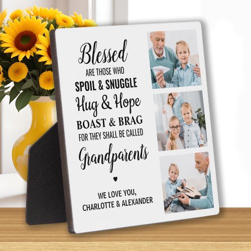 Blessed Grandparents Personalized 3 Photo Collage Plaque