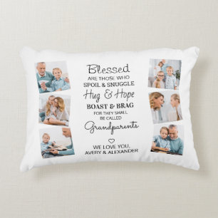 Blessed Grandparents Quote Photo Collage Accent Pillow