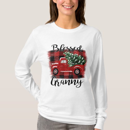 Blessed Granny Red Truck Vintage Christmas Tree T_Shirt