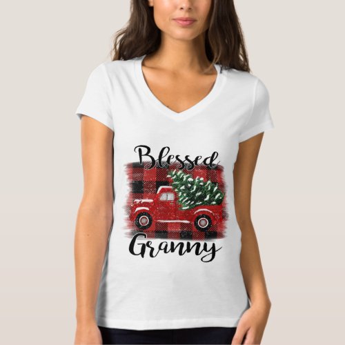 Blessed Granny Red Truck Vintage Christmas Tree T_Shirt