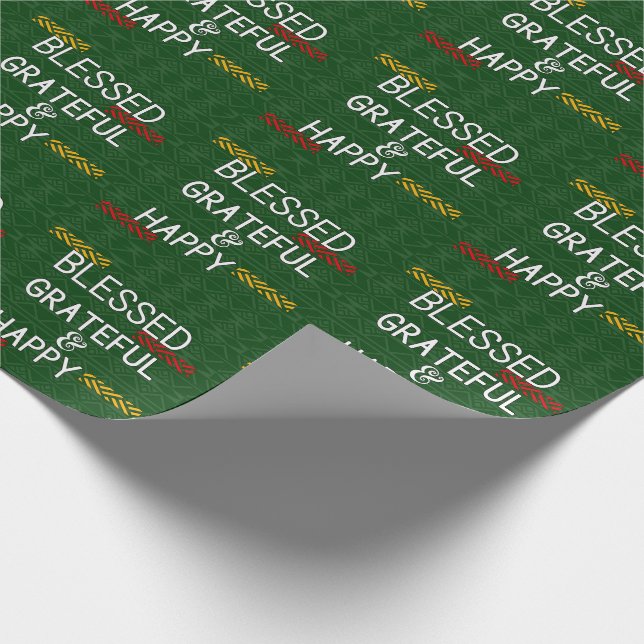 Blessed Grateful and Happy Tribal Themed Holiday Wrapping Paper (Corner)