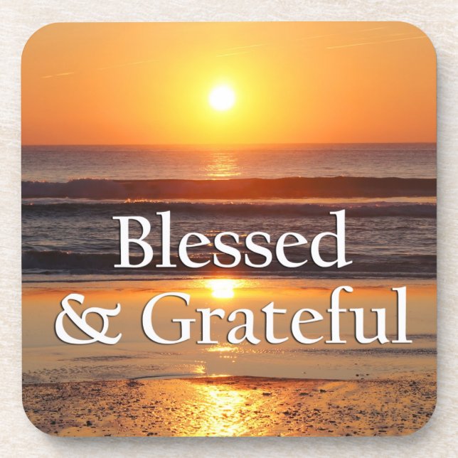 Blessed & Grateful Sunset in Portugal Coasters (Front)