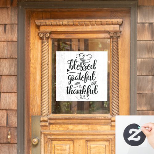 blessed grateful thankful Window Cling