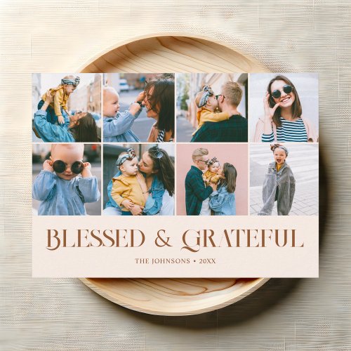 Blessed Grateful Thanksgiving Photo Holiday Card