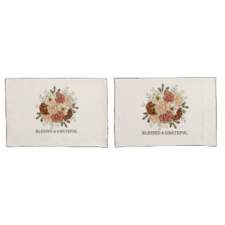 Blessed & Grateful – Watercolor Floral Throw Pillo Pillow Case