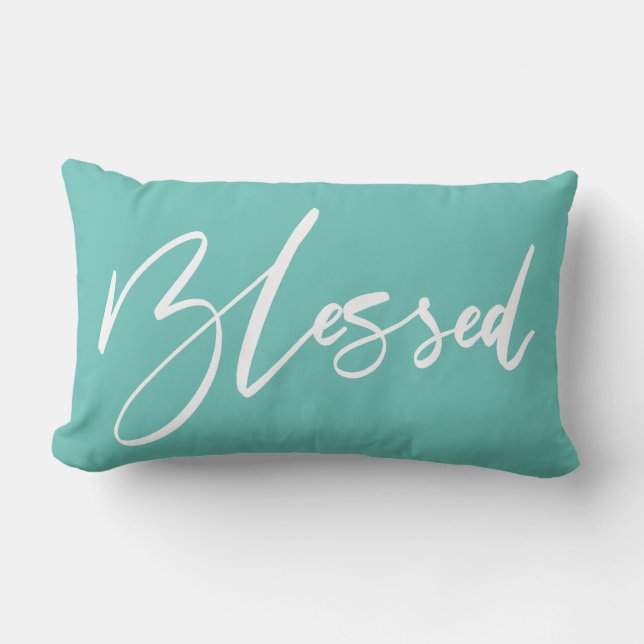 Blessed Handwritten Typography Lumbar Pillow (Front)