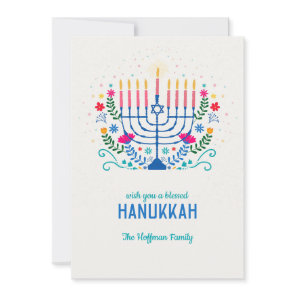 Blessed Hanukkah Flat Holiday Card