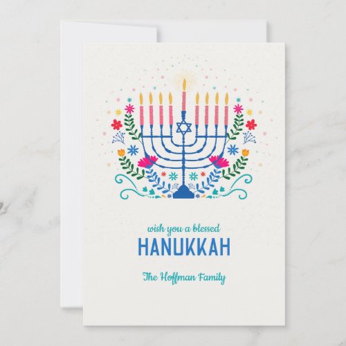 Blessed Hanukkah Flat Holiday Card