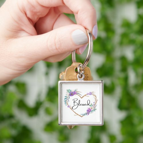Blessed Heart_Shaped Floral Wreath Keychain