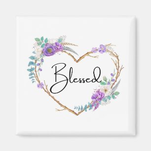 Blessed Heart-Shaped Floral Wreath Refrigerator Magnet