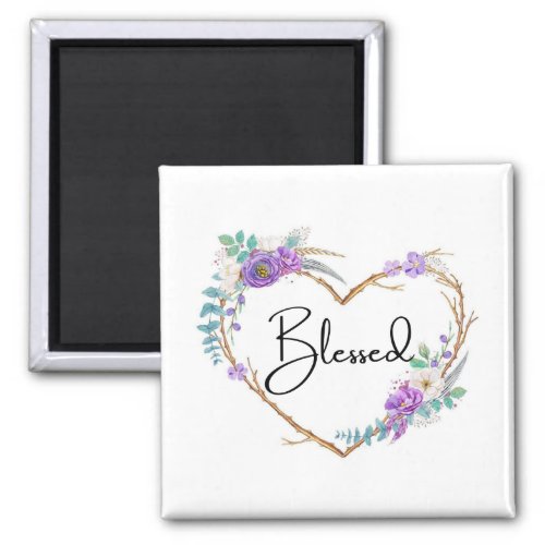 Blessed Heart_Shaped Floral Wreath Refrigerator  Magnet