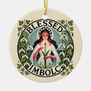 Blessed Imbolc Ceramic Ornament