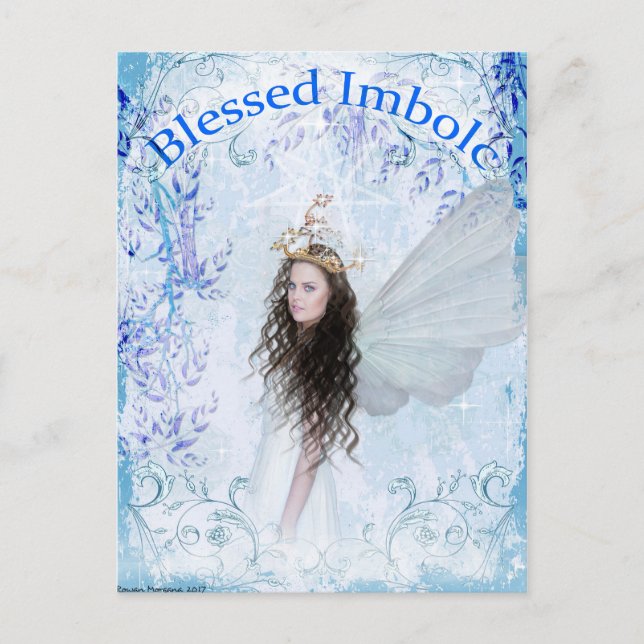 Blessed Imbolc Faerie Postcard (Front)