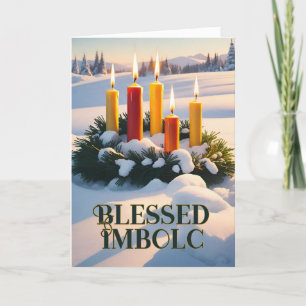 Blessed Imbolc Winter Forest Candles Wiccan Holiday Card