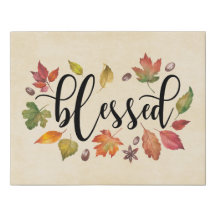 Blessed In Black Calligraphy And Autumn Leaves