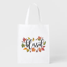 Blessed In Black Calligraphy And Autumn Leaves