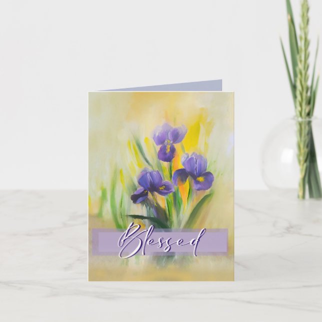 Blessed Iris Letterpress Thank You Card (Front)