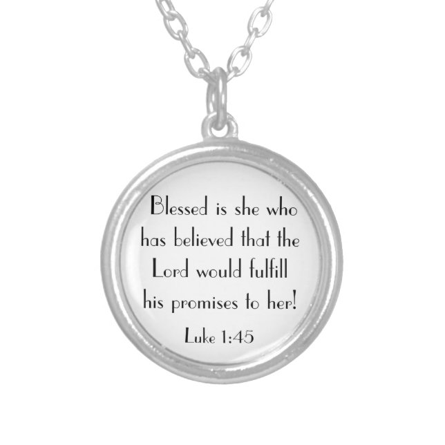 Blessed is she bible verse Luke 1:45 necklace (Front)