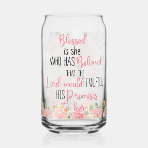 Blessed Is She Pink Bible Verse Can Glass