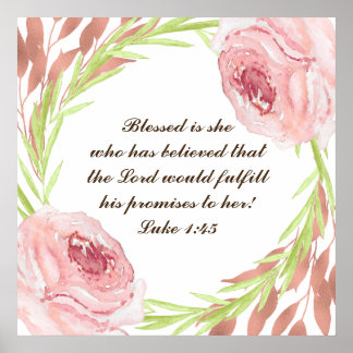 "Blessed is she..." Poster with Rosie Wreath