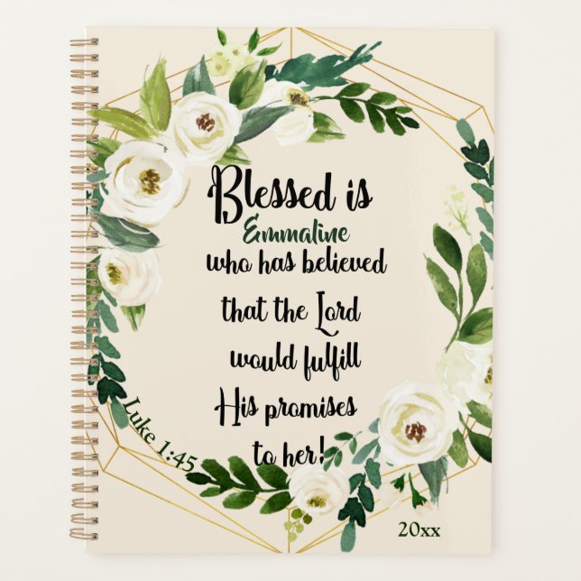 Blessed Is She Who Believed Name Christian 2022 Planner (Front)