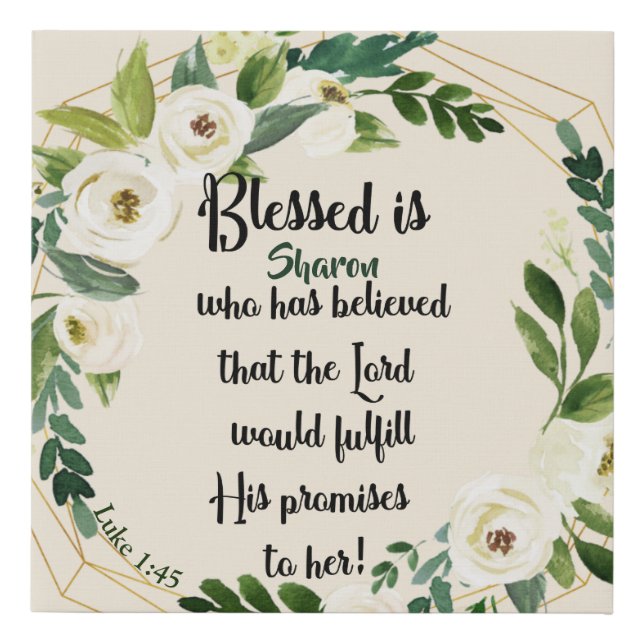 Blessed is she who believed Name Christian Faux Canvas Print (Front)