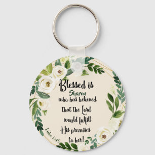 Blessed Is She Who Believed Name Christian  Keychain