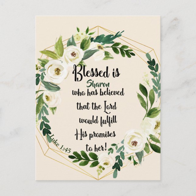 Blessed is she who believed Name Christian Postcard (Front)