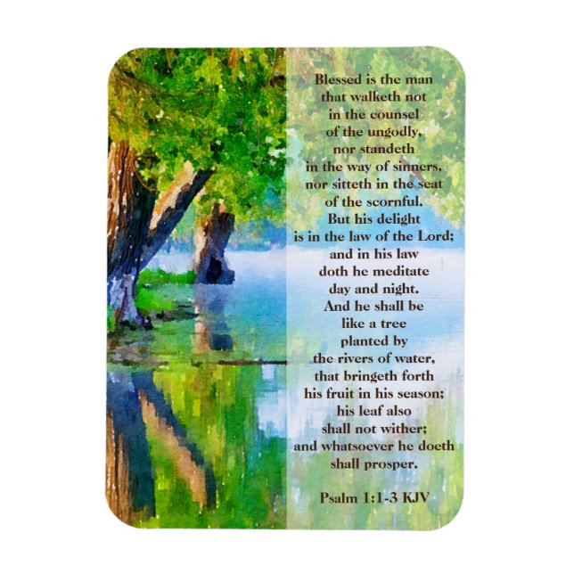 Blessed is the Man - Psalm 1:1-3 Magnet (Vertical)