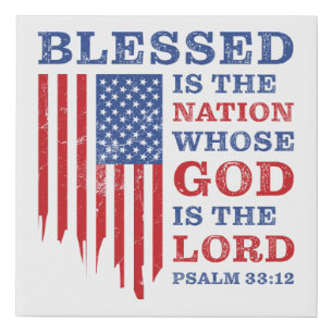 Blessed is the Nation – Christian Patriotic USA  Faux Canvas Print