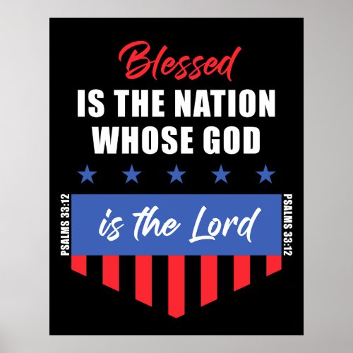 Blessed is the Nation  Christian Patriotic USA Poster