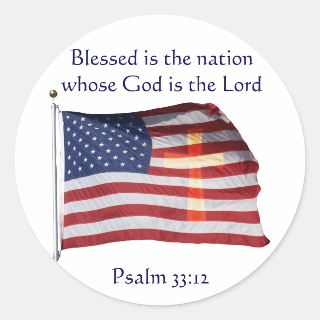 Blessed Is The Nation Round Sticker (Front)