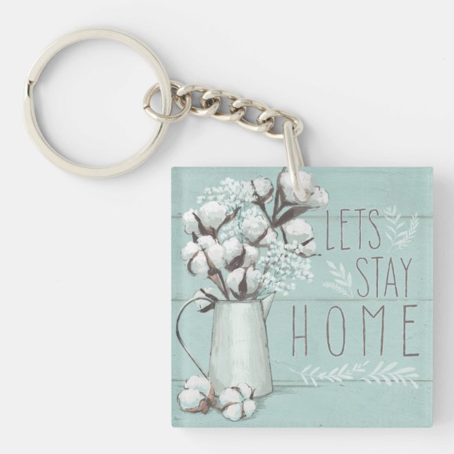 Blessed IV Mint | Lets Stay Home Keychain (Front)