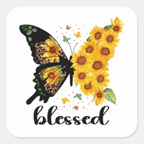 Blessed Jesus Has My Back Butterfly Christian Square Sticker