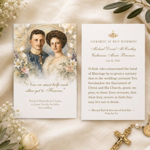 Blessed Karl & Zita Catholic Wedding Prayer Card