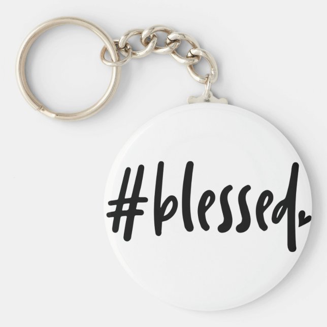Blessed Keychain Black & White Thankful Grateful (Front)