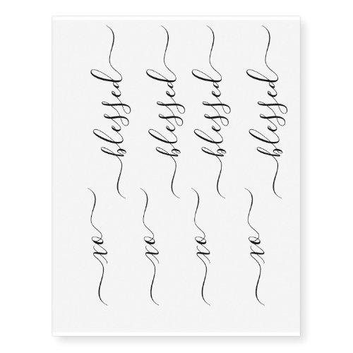 Blessed kiss hug word quote temporary tattoos