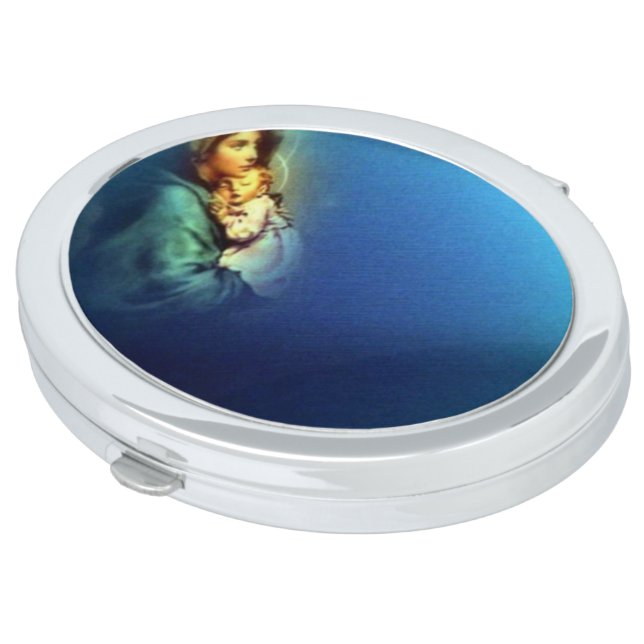 Blessed Light of Virgin Mary and Infant Jesus Mirror For Makeup (Turned)
