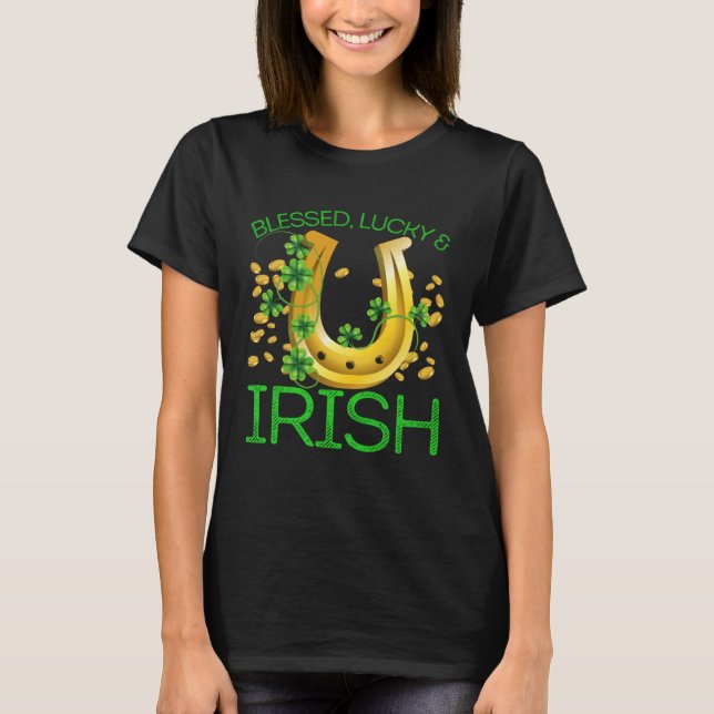 Blessed Lucky & Irish Men Women Kids Patricks Day  T-Shirt (Front)
